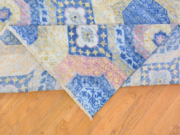 9'0" x 11'8" New Hand Knotted Blue Wool Rectangle Oriental Rug - MOA10266997