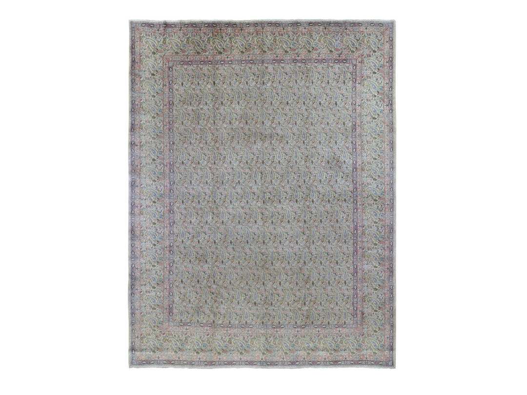 10'0" x 13'0" Vintage Hand Knotted Ivory Wool Rectangle Oriental Rug - MOA10266998