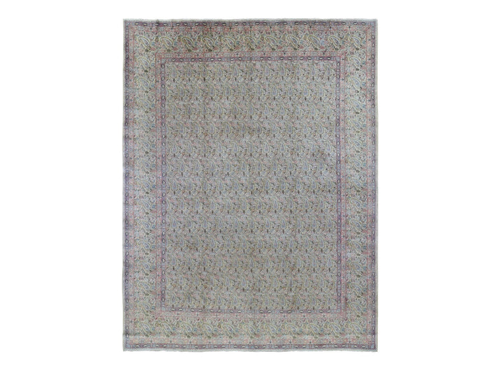 10'0" x 13'0" Vintage Hand Knotted Ivory Wool Rectangle Oriental Rug - MOA10266998