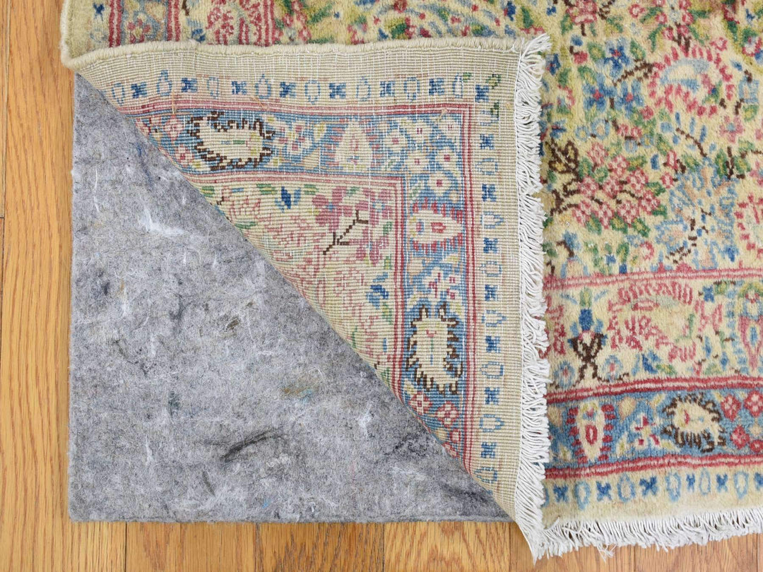 10'0" x 13'0" Vintage Hand Knotted Ivory Wool Rectangle Oriental Rug - MOA10266998