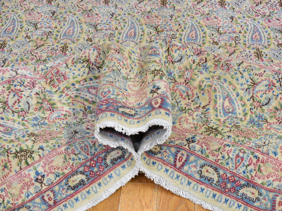 10'0" x 13'0" Vintage Hand Knotted Ivory Wool Rectangle Oriental Rug - MOA10266998