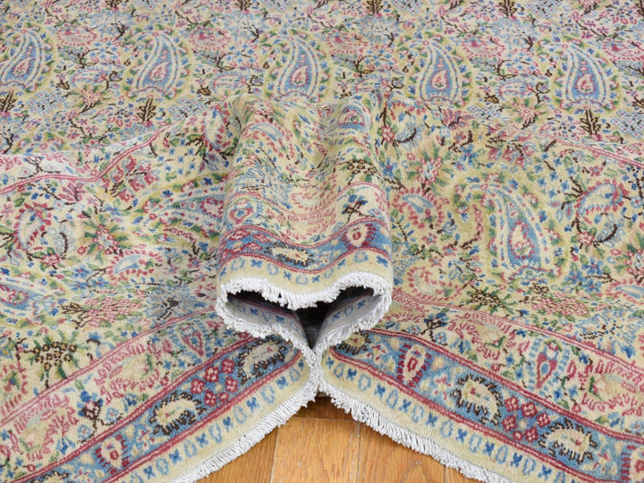 10'0" x 13'0" Vintage Hand Knotted Ivory Wool Rectangle Oriental Rug - MOA10266998