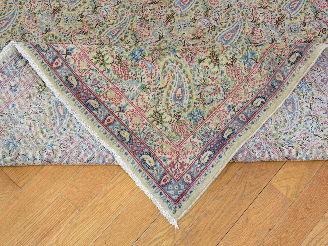 10'0" x 13'0" Vintage Hand Knotted Ivory Wool Rectangle Oriental Rug - MOA10266998