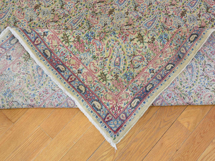 10'0" x 13'0" Vintage Hand Knotted Ivory Wool Rectangle Oriental Rug - MOA10266998