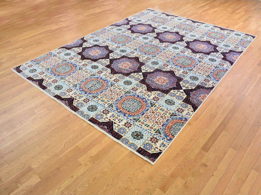 10'0" x 13'9" New Hand Knotted Ivory Wool Rectangle Oriental Rug - MOA10266999