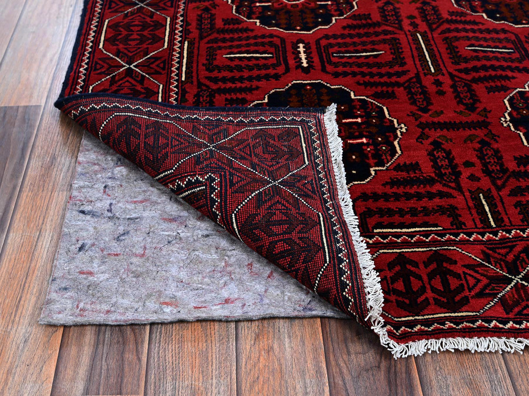 3'11" x 6'4" New Hand Knotted Red Wool Rectangle Oriental Rug - MOA102669