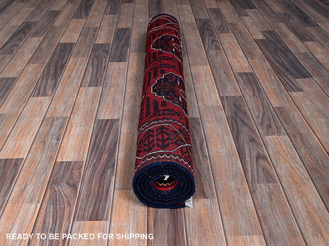 3'11" x 6'4" New Hand Knotted Red Wool Rectangle Oriental Rug - MOA102669