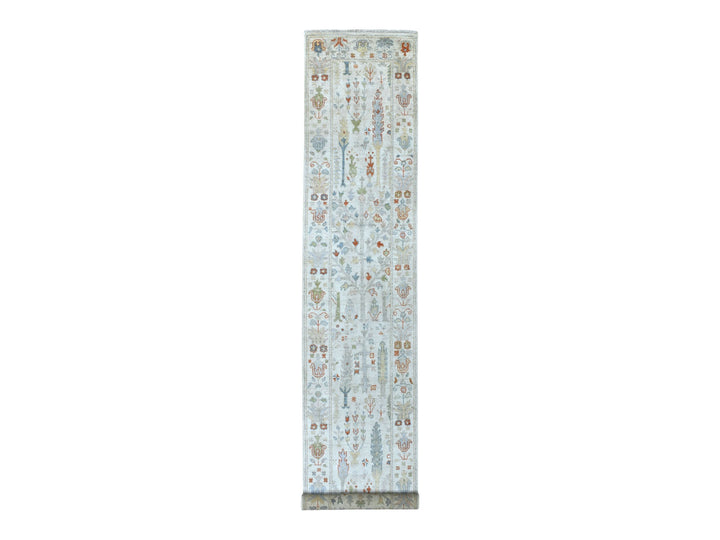 2'9" x 15'6" New Hand Knotted Ivory Wool Runner Oriental Rug - MOA10267025