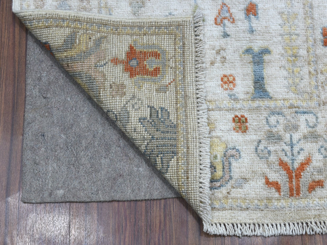 2'9" x 15'6" New Hand Knotted Ivory Wool Runner Oriental Rug - MOA10267025