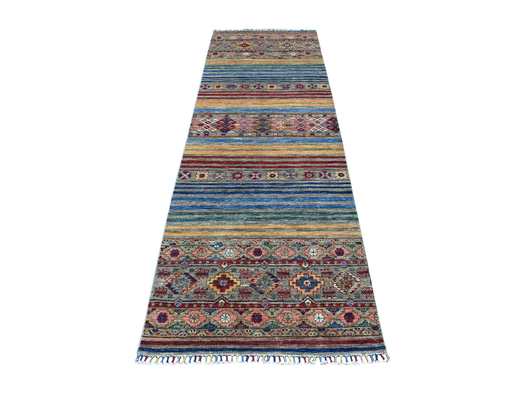 3'0" x 9'3" New Hand Knotted Grey Wool Runner Oriental Rug - MOA10267044
