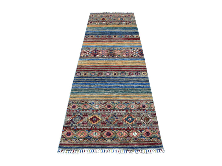 3'0" x 9'3" New Hand Knotted Grey Wool Runner Oriental Rug - MOA10267044