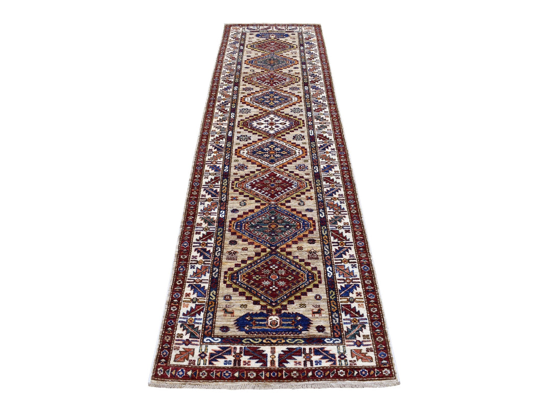 2'8" x 10'0" New Hand Knotted Beige Wool Runner Oriental Rug - MOA10267085