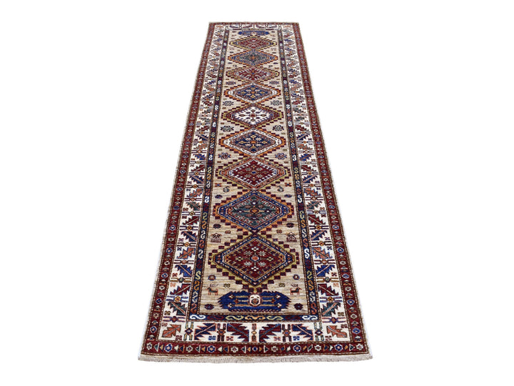 2'8" x 10'0" New Hand Knotted Beige Wool Runner Oriental Rug - MOA10267085