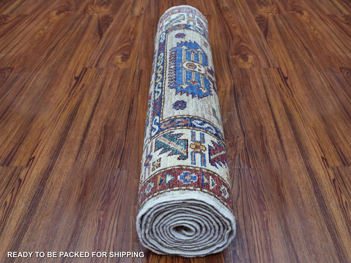 2'8" x 10'0" New Hand Knotted Beige Wool Runner Oriental Rug - MOA10267085