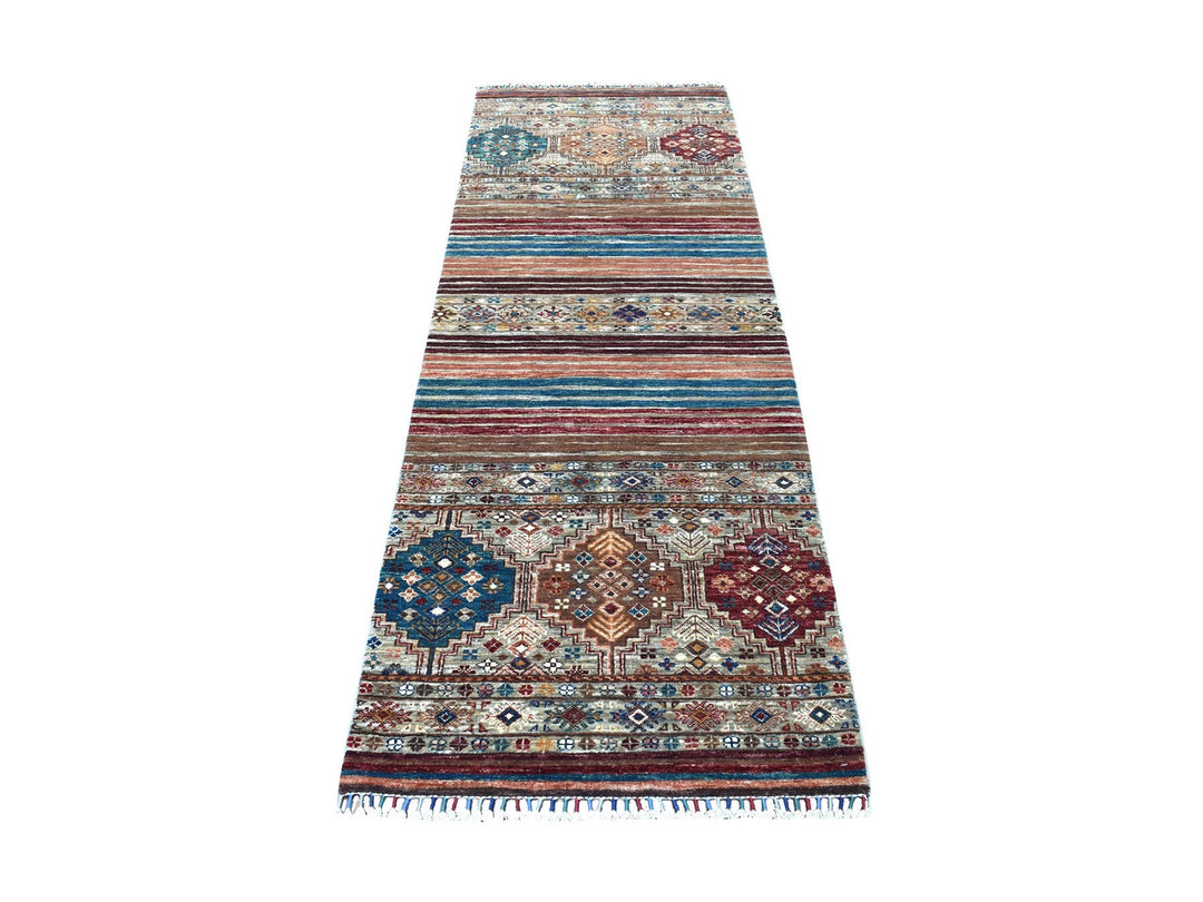 2'9" x 8'0" New Hand Knotted Grey Wool Runner Oriental Rug - MOA10267120