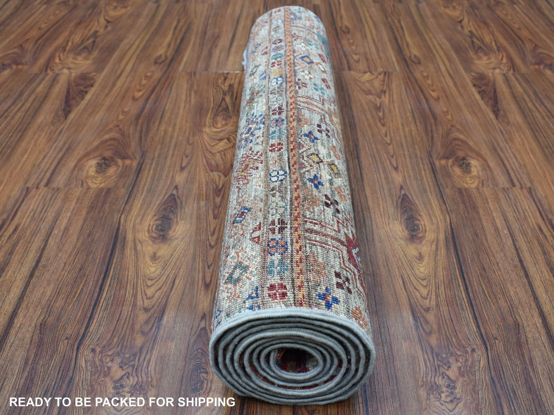 2'9" x 8'0" New Hand Knotted Grey Wool Runner Oriental Rug - MOA10267120