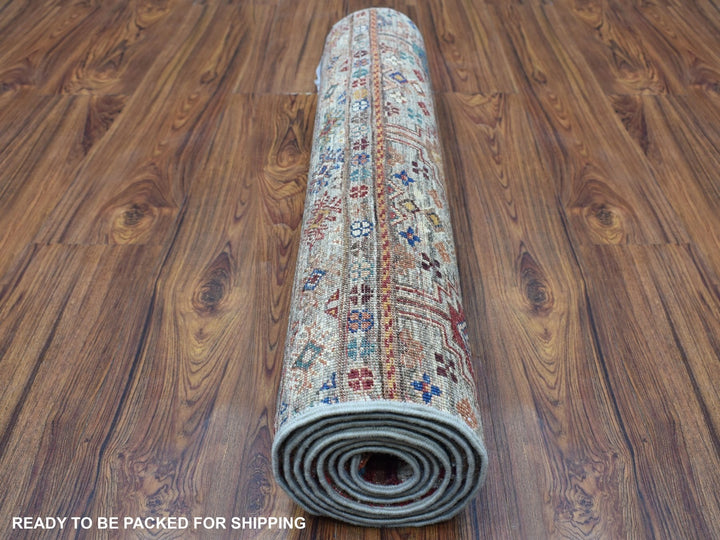 2'9" x 8'0" New Hand Knotted Grey Wool Runner Oriental Rug - MOA10267120