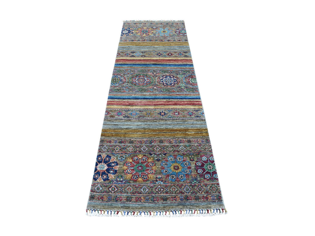 2'7" x 8'0" New Hand Knotted Grey Wool Runner Oriental Rug - MOA10267122