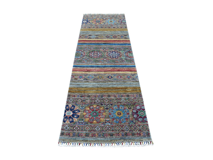 2'7" x 8'0" New Hand Knotted Grey Wool Runner Oriental Rug - MOA10267122