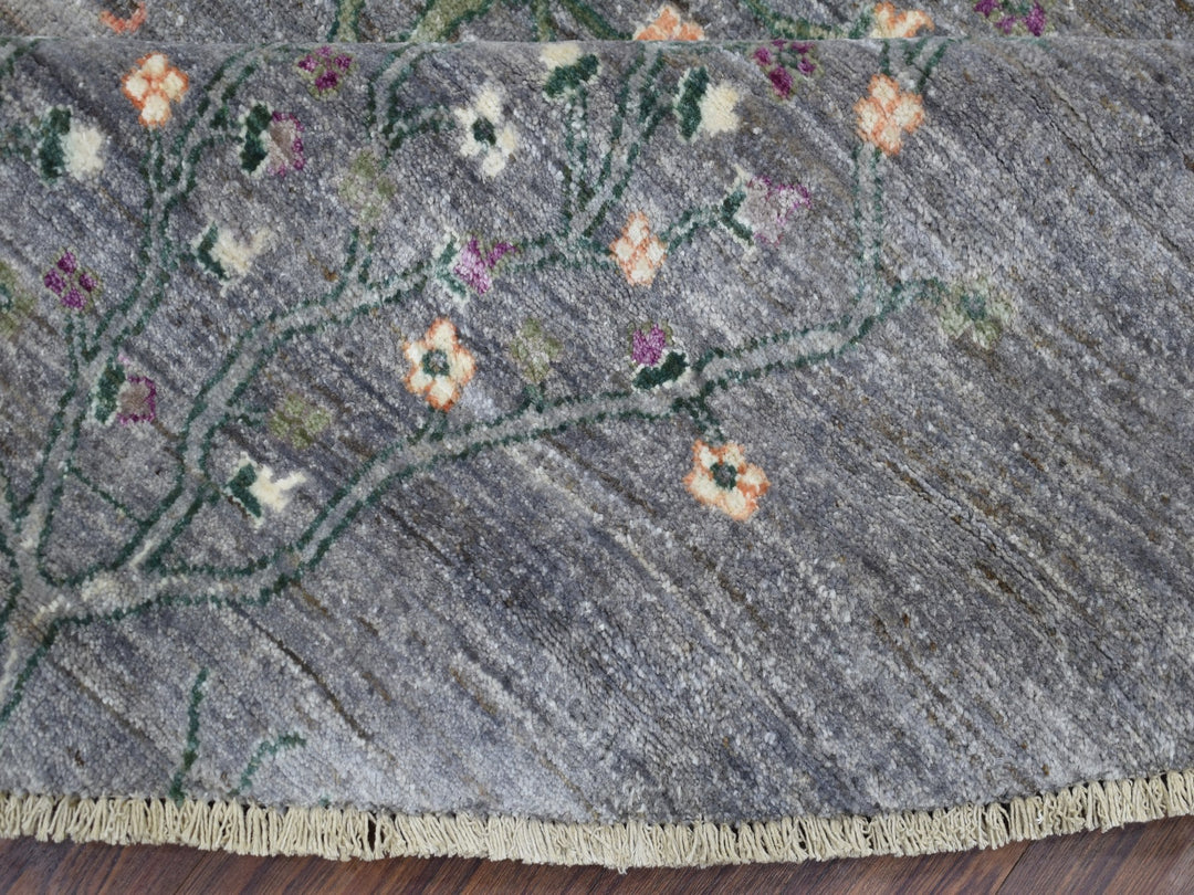 12'0" x 12'0" New Hand Knotted Grey Wool Round Oriental Rug - MOA10267159