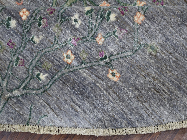 12'0" x 12'0" New Hand Knotted Grey Wool Round Oriental Rug - MOA10267159