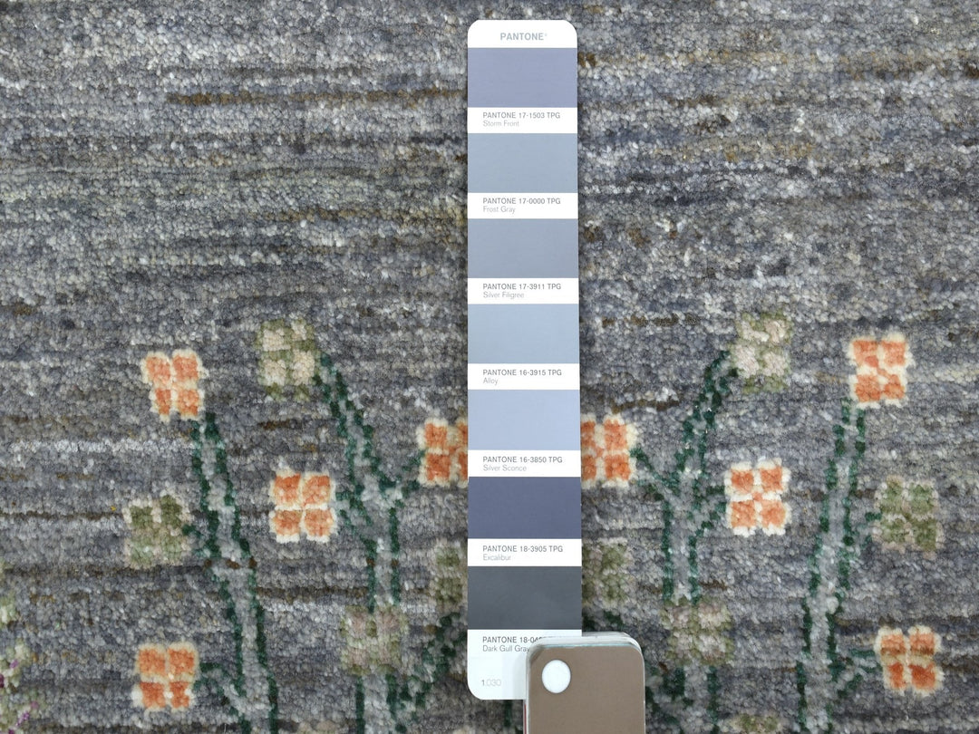12'0" x 12'0" New Hand Knotted Grey Wool Round Oriental Rug - MOA10267159