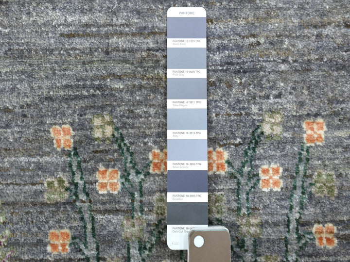 12'0" x 12'0" New Hand Knotted Grey Wool Round Oriental Rug - MOA10267159