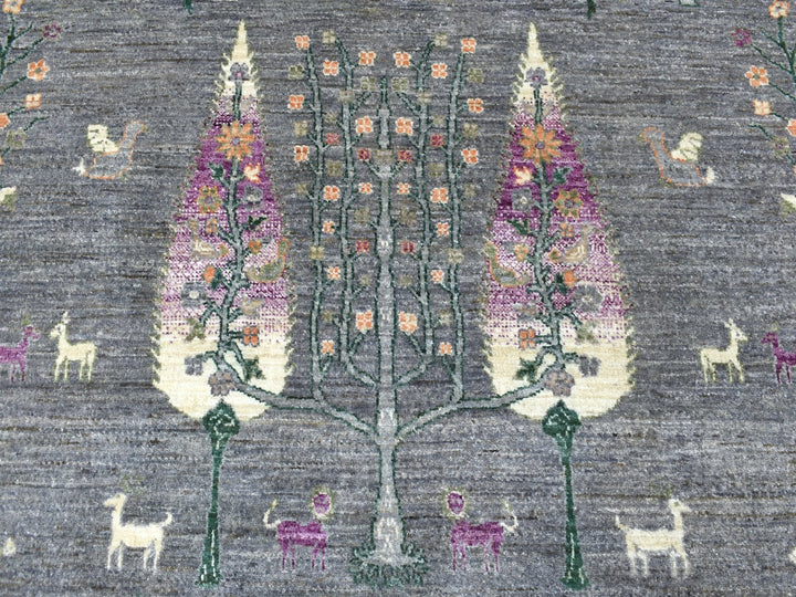 12'0" x 12'0" New Hand Knotted Grey Wool Round Oriental Rug - MOA10267159