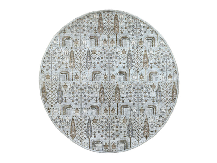 8'0" x 8'3" New Hand Knotted Grey Wool Round Oriental Rug - MOA10267163