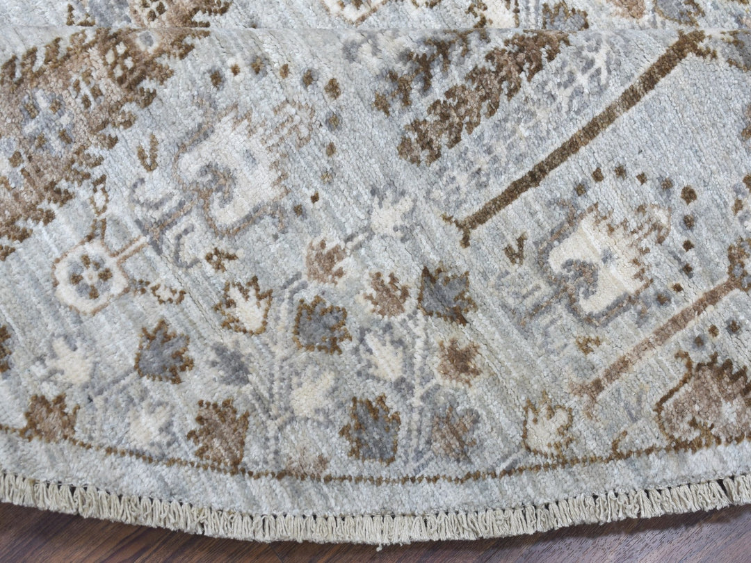 8'0" x 8'3" New Hand Knotted Grey Wool Round Oriental Rug - MOA10267163