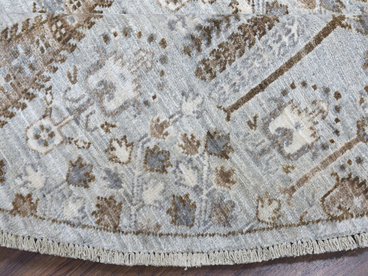 8'0" x 8'3" New Hand Knotted Grey Wool Round Oriental Rug - MOA10267163