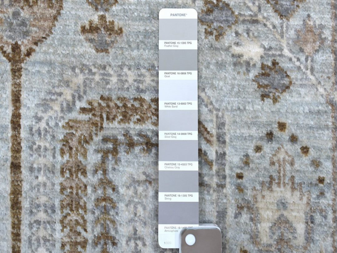 8'0" x 8'3" New Hand Knotted Grey Wool Round Oriental Rug - MOA10267163