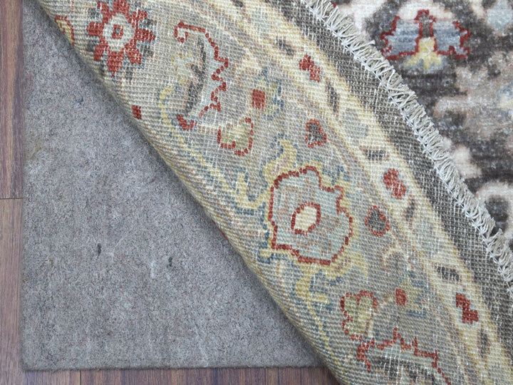 4'0" x 4'0" New Hand Knotted Grey Wool Round Oriental Rug - MOA10267172