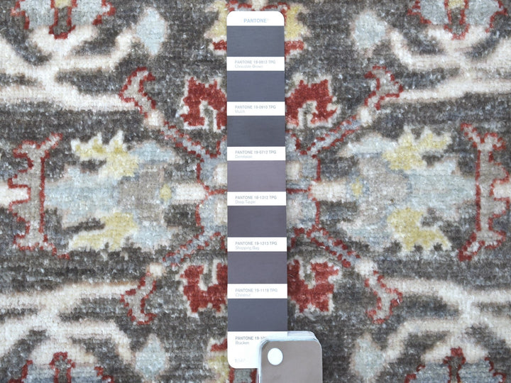 4'0" x 4'0" New Hand Knotted Grey Wool Round Oriental Rug - MOA10267172