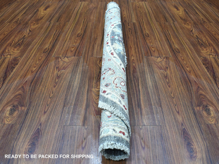 4'0" x 4'0" New Hand Knotted Grey Wool Round Oriental Rug - MOA10267172