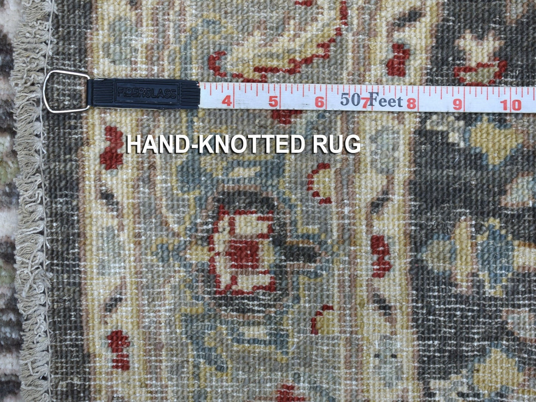 4'0" x 4'0" New Hand Knotted Grey Wool Round Oriental Rug - MOA10267172