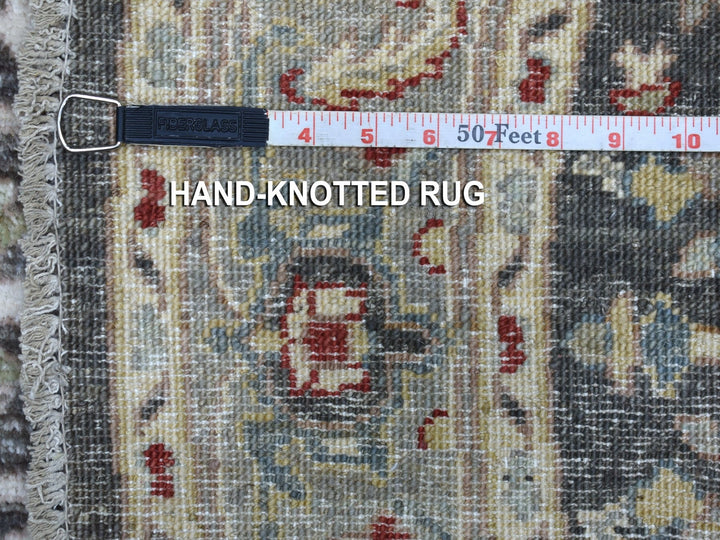 4'0" x 4'0" New Hand Knotted Grey Wool Round Oriental Rug - MOA10267172