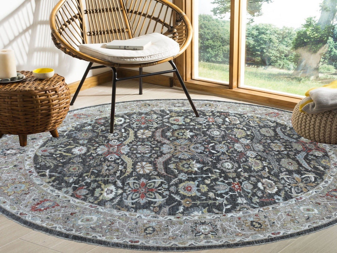 9'9" x 9'10" New Hand Knotted Grey Wool Round Oriental Rug - MOA10267183