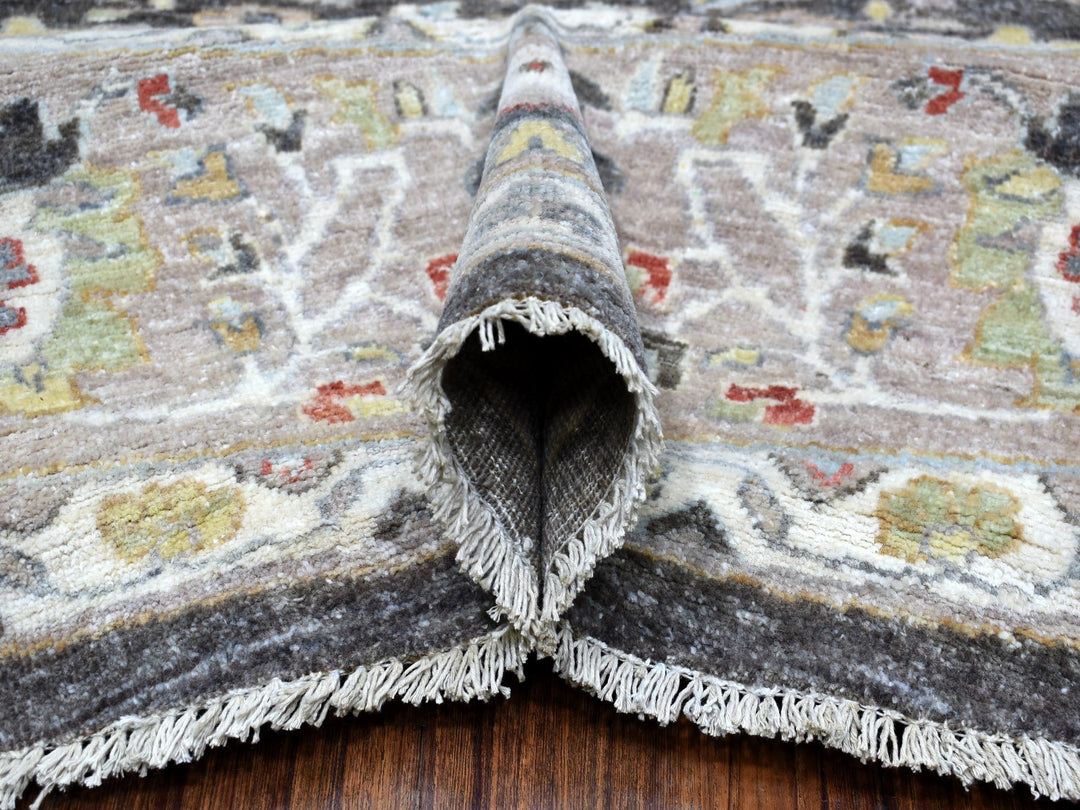 9'9" x 9'10" New Hand Knotted Grey Wool Round Oriental Rug - MOA10267183