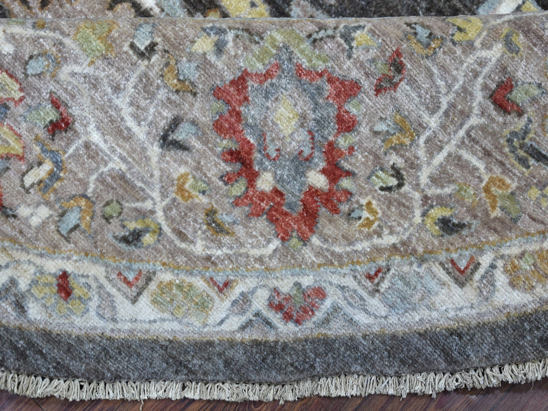 9'9" x 9'10" New Hand Knotted Grey Wool Round Oriental Rug - MOA10267183