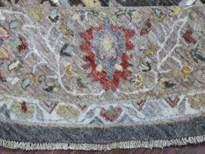 9'9" x 9'10" New Hand Knotted Grey Wool Round Oriental Rug - MOA10267183
