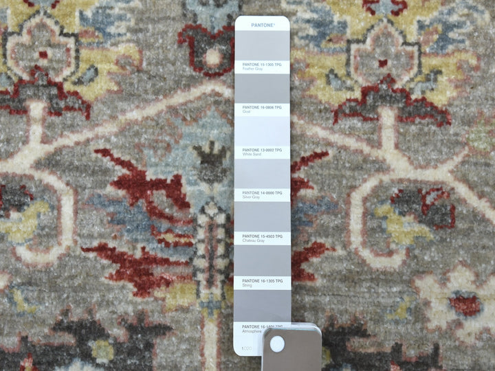 5'8" x 5'9" New Hand Knotted Grey Wool Round Oriental Rug - MOA10267189