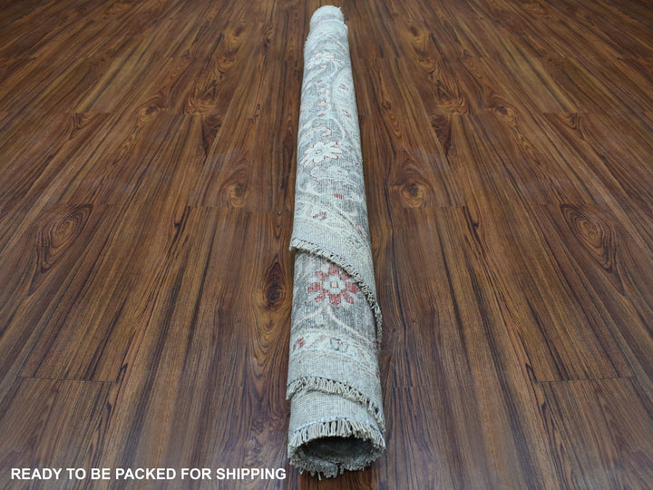 5'8" x 5'9" New Hand Knotted Grey Wool Round Oriental Rug - MOA10267189