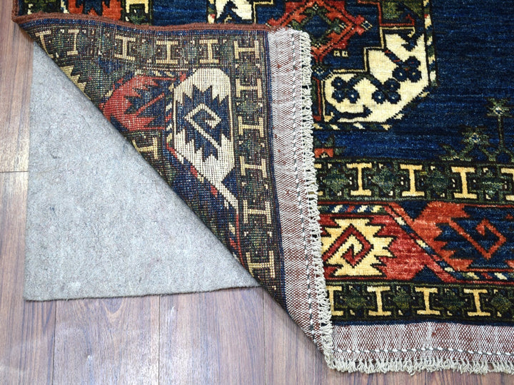 5'0" x 6'10" New Hand Knotted Blue Wool Rectangle Oriental Rug - MOA10267214