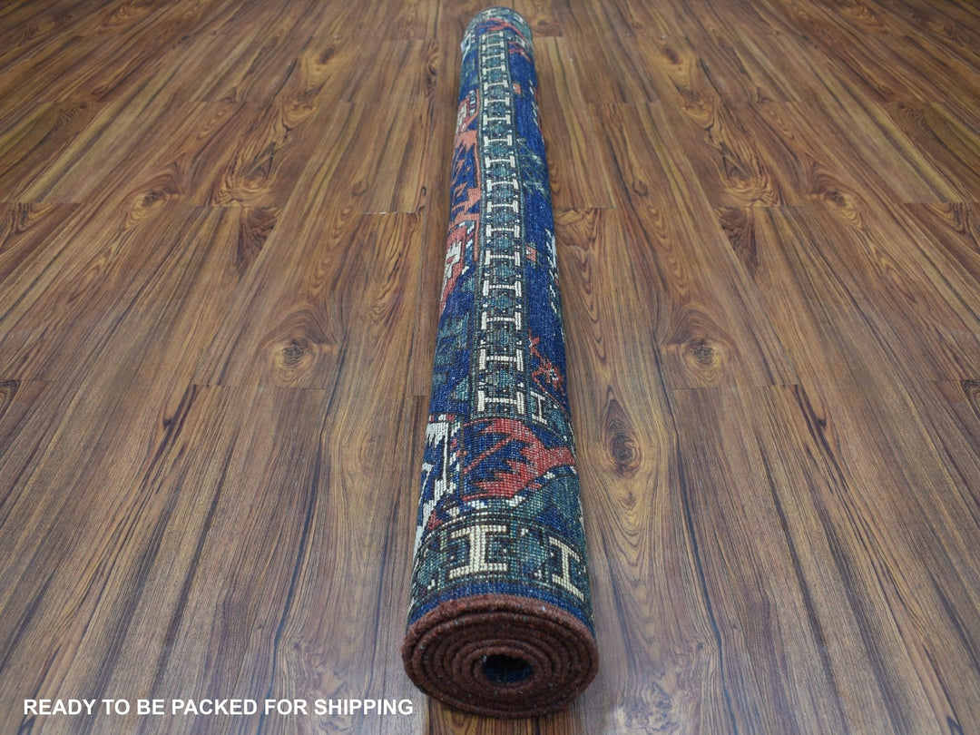 5'0" x 6'10" New Hand Knotted Blue Wool Rectangle Oriental Rug - MOA10267214