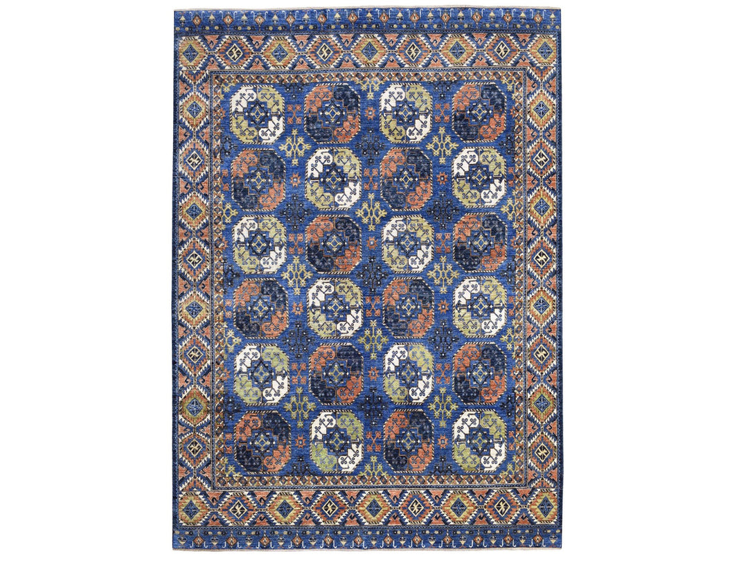 9'5" x 12'0" New Hand Knotted Blue Wool Rectangle Oriental Rug - MOA10267263