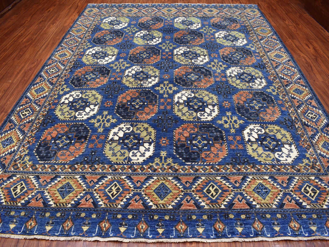 9'5" x 12'0" New Hand Knotted Blue Wool Rectangle Oriental Rug - MOA10267263