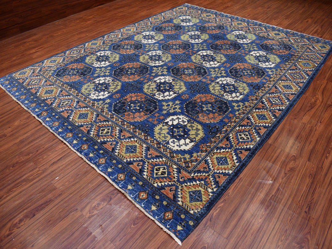 9'5" x 12'0" New Hand Knotted Blue Wool Rectangle Oriental Rug - MOA10267263