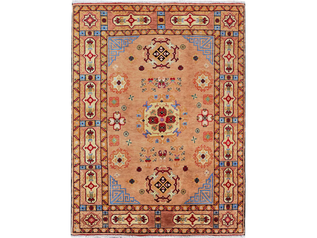 4'11" x 6'10" New Hand Knotted Brown Wool Rectangle Oriental Rug - MOA102672