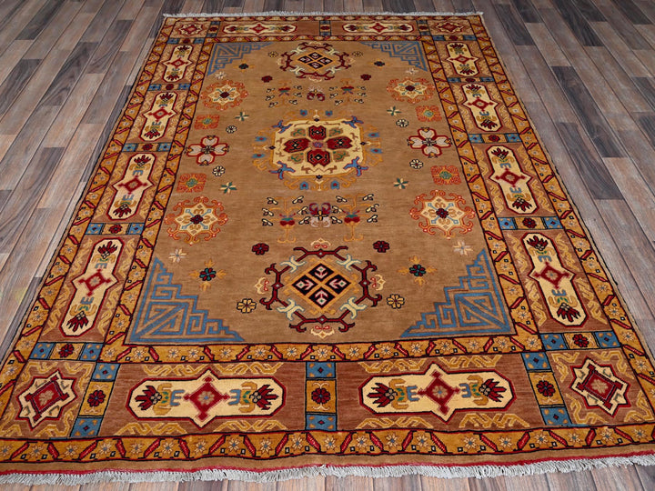 4'11" x 6'10" New Hand Knotted Brown Wool Rectangle Oriental Rug - MOA102672